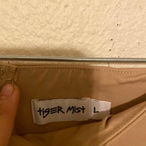 Tiger Mist Beige Cream Cant Keep Up Pants Matte High Rise Skinny Size Large - Picture 6 of 10